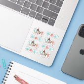 Sticker Joyeux Noël mignon empreinte de léopard bleu rouge (Ordinateur portable avec iPhone)