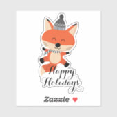 Sticker Joyeux Noël mignon Fox ID854 (Feuille)