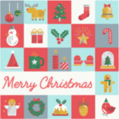 Sticker Joyeux Noël mignon Rétro hiver Icônes de Noël (Recto)