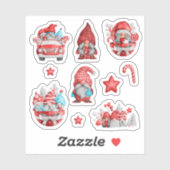 Sticker Joyeux Noël mignonne Gnome pour les enfants Bleu R (Feuille)