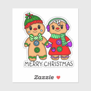Sticker Joyeux Noël mignonne pain d'épices Hommes Couple