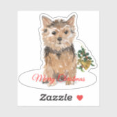 Sticker Joyeux Noël Norfolk Terrier Custom-Cut Vinyl (Feuille)