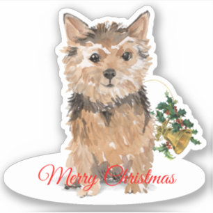Sticker Joyeux Noël Norfolk Terrier Custom-Cut Vinyl