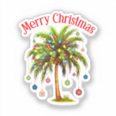 Sticker Joyeux Noël Palm Tree Light Hawaiian Tropical (Recto)