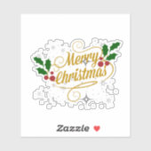 Sticker Joyeux Noël pétillant et brillant texte or (Feuille)