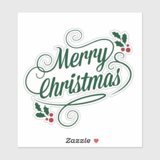 Sticker Joyeux Noël pétillant et texte vert brillant (Feuille)