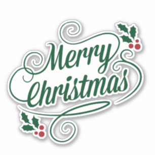 Sticker Joyeux Noël pétillant et texte vert brillant