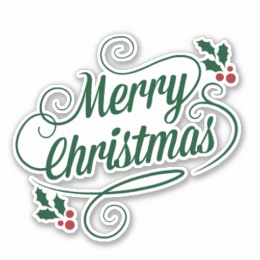 Sticker Joyeux Noël pétillant et texte vert brillant (Devant)