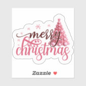 Sticker Joyeux Noël rose (Feuille)