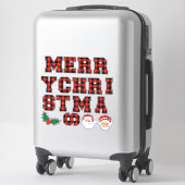 Sticker Joyeux Noël Rouge Buffalo Lettres Plaid (Sur valise)