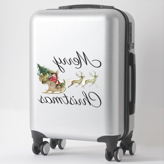 Sticker Joyeux Noël Santa Claus Sleigh Window Decal (Sur valise)