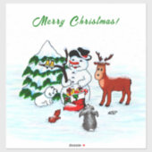 Sticker Joyeux Noël ! Snowman avec amis (Feuille)