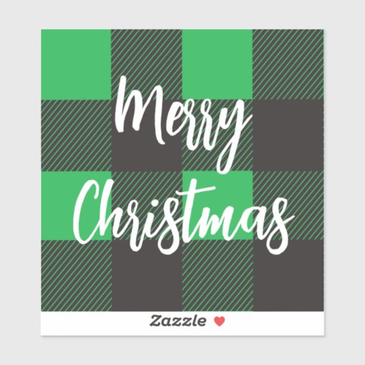 Sticker Joyeux Noël vert plaid (Feuille)