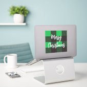Sticker Joyeux Noël vert plaid (Ordinateur portable sur le bureau)