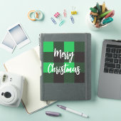 Sticker Joyeux Noël vert plaid (Couverture iPad)