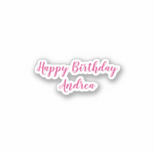 Sticker Joyeux nom d'anniversaire Cute Rose White Girly Ch