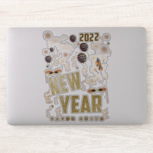 Sticker Joyeux Nouvel An 2022, Fête de la Parties scintill