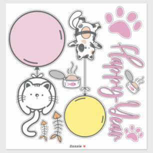 Sticker Joyeux Nouvel An Chatons