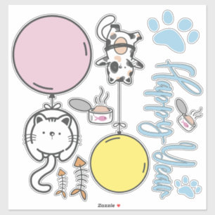 Sticker Joyeux Nouvel An Chatons 