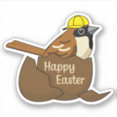 Sticker Joyeux Oeuf Chocolat Sparrow à Pâques (Devant)