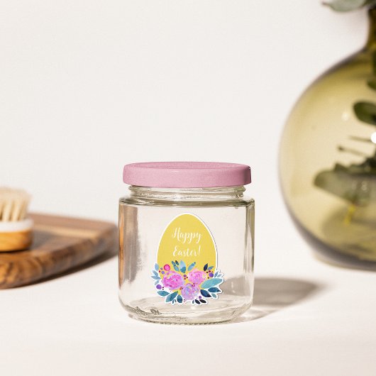 Sticker Joyeux oeuf de Pâques rustique plaid à l'orange