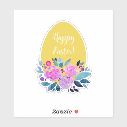 Sticker Joyeux oeuf de Pâques rustique plaid à l'orange (Feuille)