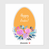 Sticker Joyeux oeuf floral de Pâques aquarelle (Feuille)