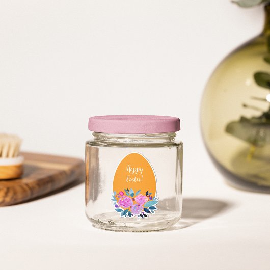 Sticker Joyeux oeuf floral de Pâques aquarelle