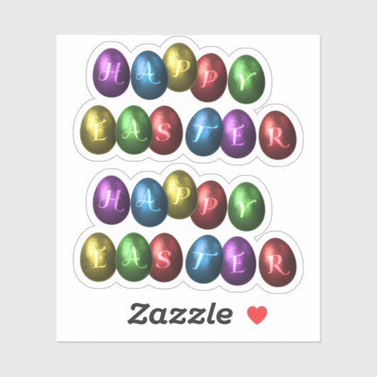 Sticker Joyeux Oeufs de Pâques colorés (Feuille)