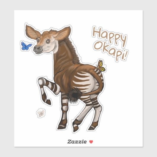 Sticker Joyeux Okapi ! (Feuille)