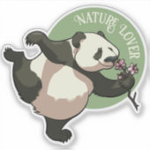 Sticker Joyeux Panda odé Blossom Nature Lover Cartoon (Devant)