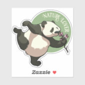 Sticker Joyeux Panda odé Blossom Nature Lover Cartoon (Feuille)