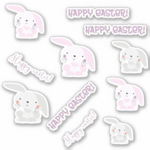 Sticker Joyeux Pâques ! Beaux Bunnies Pâques Enfants