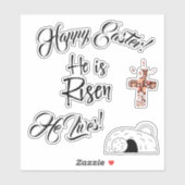 Sticker Joyeux Pâques, Il est ressuscité, Il vit ! (Feuille)