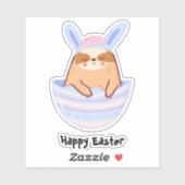 Sticker Joyeux Pâques mignonette Nom personnalisé (Feuille)