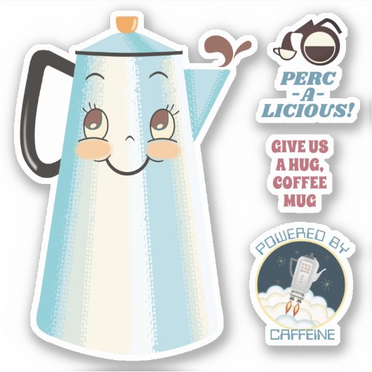 Sticker Joyeux percolateur de cafetière rétro vintage (Devant)