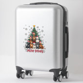 Sticker Joyeux Pitmas Pitbull Chien Pull de Noël Moche Tr (Sur valise)
