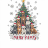 Sticker Joyeux Pitmas Pitbull Chien Pull de Noël Moche Tr (Devant)