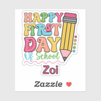 Sticker Joyeux Premier Jour D'école Crayon Mignon À Points