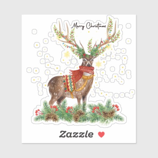 Sticker Joyeux rennes de Noël (Feuille)