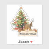 Sticker Joyeux sapin de Noël éditable (Feuille)