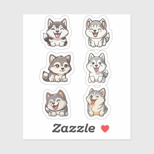 Sticker joyeux seringues sibériennes huskies collants de c (Feuille)