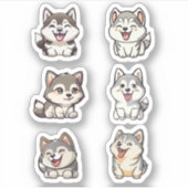Sticker joyeux seringues sibériennes huskies collants de c (Devant)