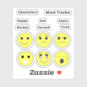 Sticker Joyeux Triste Colère Fatigué Normal Humeur Face (Feuille)