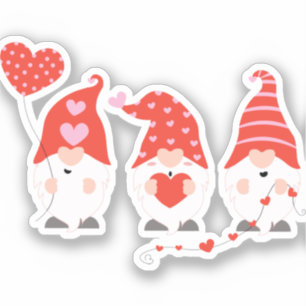 Sticker Joyeux Valentin Gnomes Rouge Rose