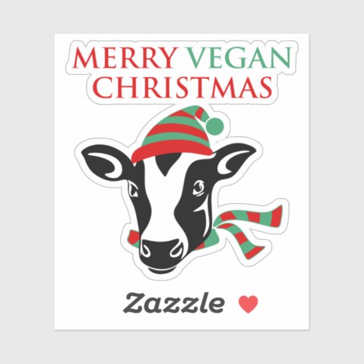 Sticker Joyeux Végétal Noël, Vache, (Feuille)
