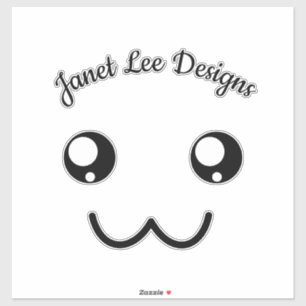 Sticker Joyeux visage noir avec nom