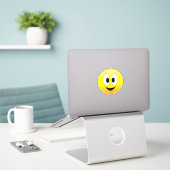 Sticker Joyeux visage souriant (Ordinateur portable sur le bureau)
