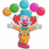 Sticker Joyful Clown With Balloons Celebrating Birthday (Devant)