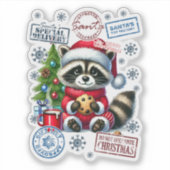 Sticker Joyful Raccoon Celebrates Christmas! (Devant)